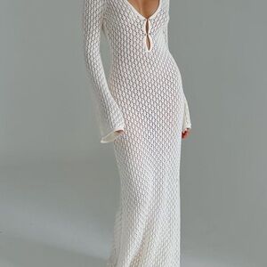 Commense Ivory Crochet Maxi Dress